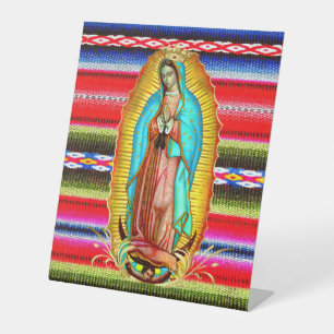 Onze dame van Guadalupe Maagd Mary Zarape katholie Reclamebord Met Voetstuk