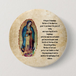 Onze dame van Guadalupe, Nuestra Señora de Guadalu Ronde Button 7,6 Cm