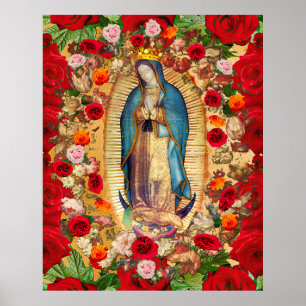 Onze dame van Guadalupe Red Roses Poster