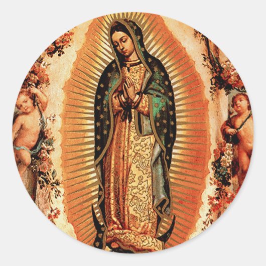 Onze dame van Guadalupe Ronde Sticker (Voorkant)