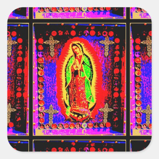 Onze dame van Guadalupe Vierkante Sticker (Voorkant)