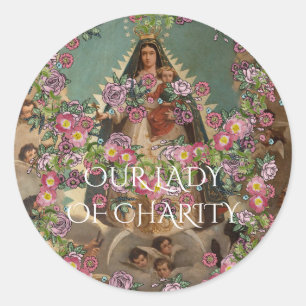 onze dame van liefdadigheid ronde sticker
