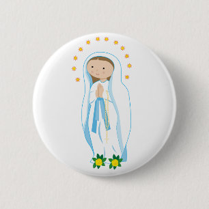 Onze dame van Lourdes Ronde Button 5,7 Cm