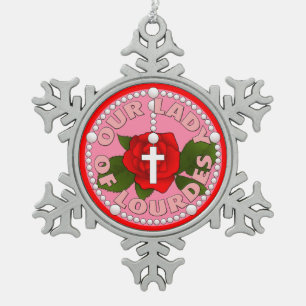 Onze dame van Lourdes Tin Sneeuwvlok Ornament