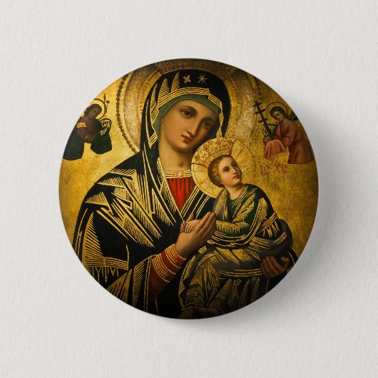 Onze Dame van Perpetual Help Ronde Button 5,7 Cm (Voorkant)