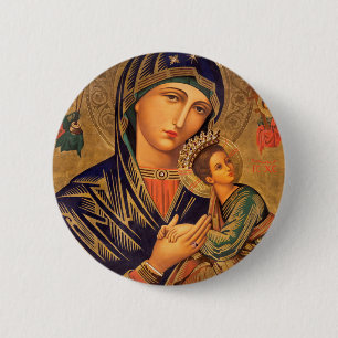 Onze Dame van Perpetual Help Ronde Button 5,7 Cm