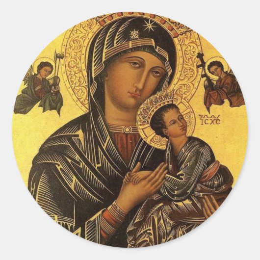 Onze Dame van Perpetual Help Ronde Sticker (Voorkant)