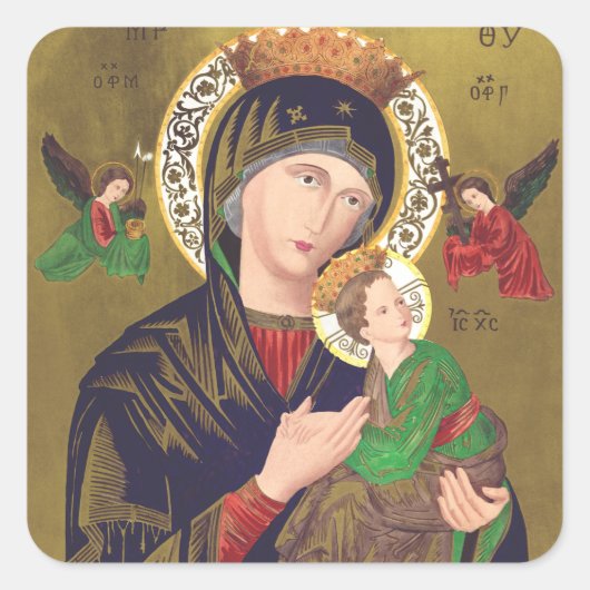 Onze Dame van Perpetual Help Vierkante Sticker (Voorkant)