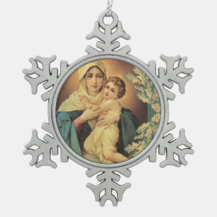 Onze dame van Schoenstatt Baby Jesus Tin Sneeuwvlok Ornament