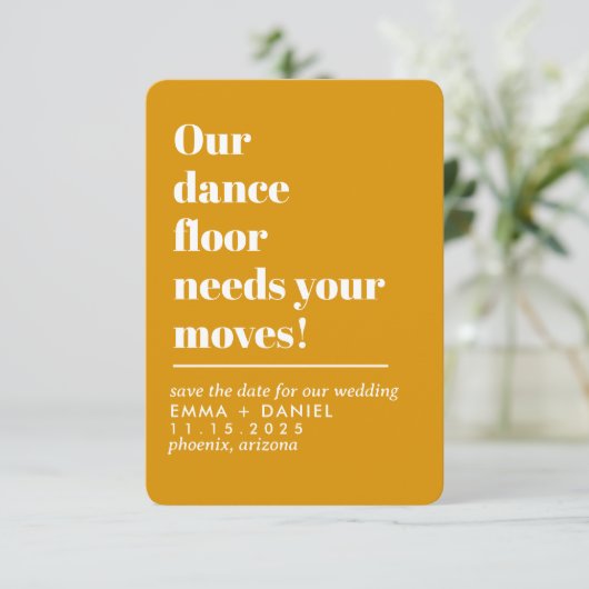 Onze Dance Floor Grappige Quote Bruiloft Save The Date (Staand voorkant)