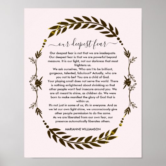 ONZE DEEPEST FEAR Marianne Williamson Poster (Voorkant)