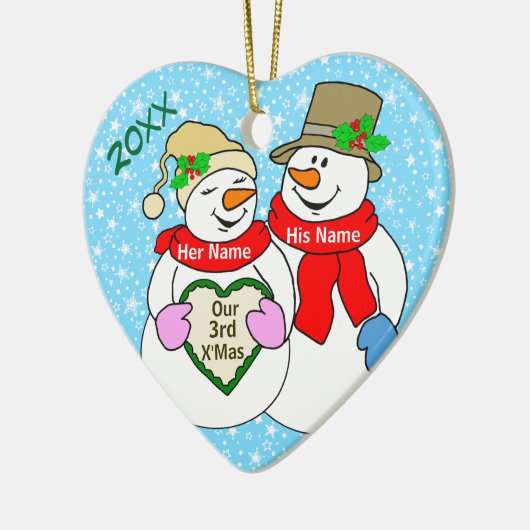 Onze derde kerst keramisch ornament (Links)