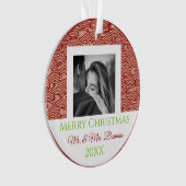 Onze eerste aangepaste kerstdag voor fotoversierin ornament (voorkant)