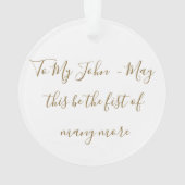 Onze eerste aangepaste kerstdag voor fotoversierin ornament (achterkant)