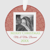 Onze eerste aangepaste kerstdag voor fotoversierin ornament (voorkant)