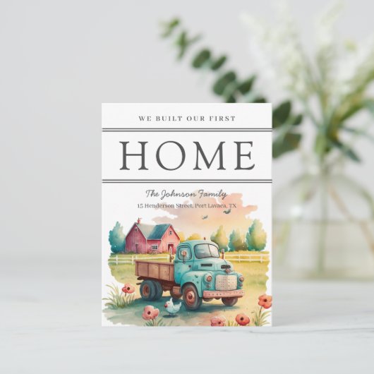 Onze eerste aankondiging van Truck Moving Waterver Briefkaart (Staand voorkant)