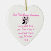 Onze eerste bruiloft Jubileum Heart Ornament (Rechts)