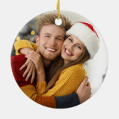 ONZE EERSTE CHRISTMAS Red White Keramisch Ornament (Achterkant)