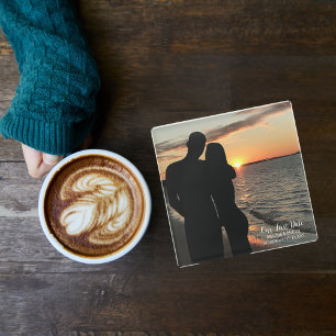 Onze eerste date, paar aangepaste trouwfotografie glazen onderzetter