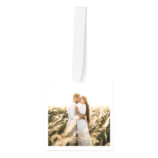 Onze eerste getrouwde kerst bruiloft foto kubus ornament (Voorkant)