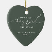 Onze eerste getrouwde kerst Pas getrouwd Keramisch Ornament (Rechts)