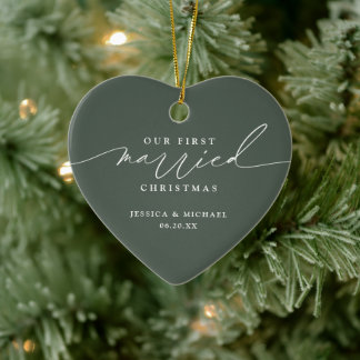Onze eerste getrouwde kerst Pas getrouwd Keramisch Ornament