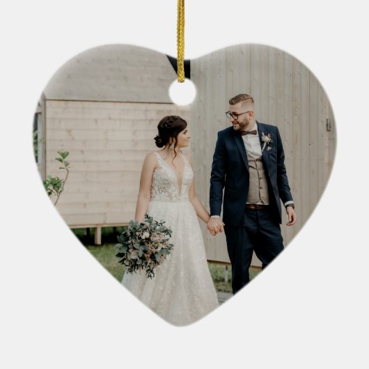 Onze eerste getrouwde kerst Pas getrouwd Keramisch Ornament (Achterkant)