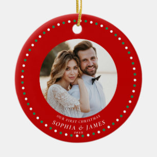 Onze eerste getrouwde kerst rood Ornament
