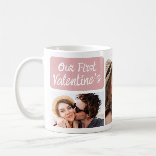 Onze Eerste Getrouwde Valentijnsfoto Collage Koffiemok (Links)