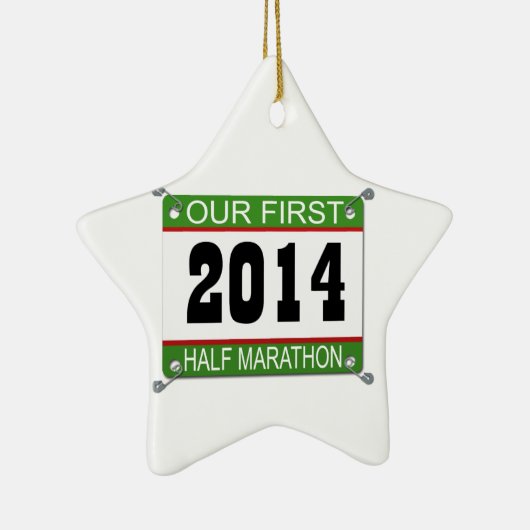 Onze eerste halve marathonversiering - 2014 keramisch ornament (Rechts)