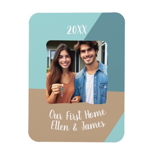 Onze eerste Home Custom Photo Housewarming Gift Magneet (Verticaal)