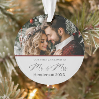Onze eerste kerst 2 foto ronde ornament