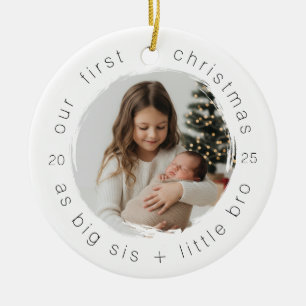 Onze eerste kerst als Big Sister & Bro Simple Keramisch Ornament