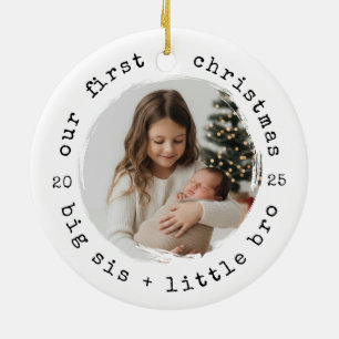 Onze eerste kerst als Big Sister & Broer Foto Keramisch Ornament