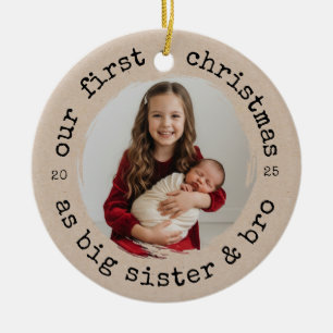Onze eerste kerst als Big Sister & Broer Foto Keramisch Ornament