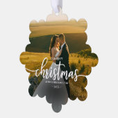 Onze eerste kerst als de heer en mevrouw. ornament kaart (Links)