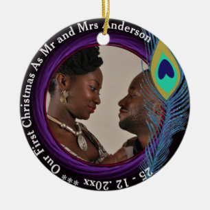 Onze eerste kerst als de heer en mevrouw PHOTO Orn Keramisch Ornament