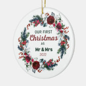 Onze eerste kerst als de heer&Mrs. 2022-versiering Keramisch Ornament (Links)