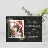 Onze Eerste Kerst Als Dhr. & Mevrouw Script Foto Kaart (Staand voorkant)