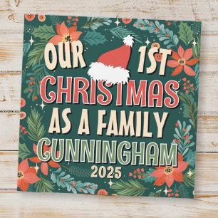 Onze eerste kerst als familie kleurrijke krans