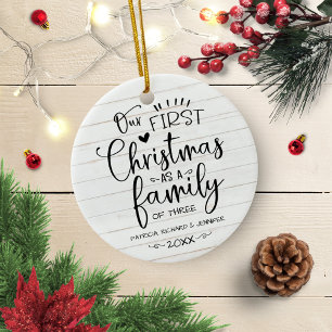 Onze Eerste Kerst Als Familie Rustieke Boerderij Keramisch Ornament