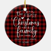 Onze eerste kerst als familieruilhuis keramisch ornament (Achterkant)