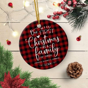 Onze eerste kerst als gezin Rustieke boerderij Keramisch Ornament