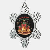 Onze eerste kerst als gezin van drie 2025 | tin sneeuwvlok ornament (Rechts)