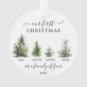 Onze eerste kerst als gezin van vier ornament (voorkant)