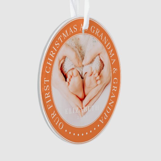 Onze eerste kerst als grootmoeder en opa simpel ornament (voorkant)