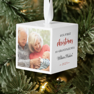 Onze eerste kerst als grootouders Baby Foto Kubus Ornament