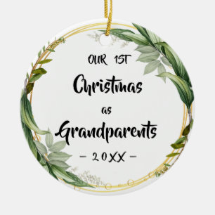 Onze eerste kerst als grootouders bloemrijke foto keramisch ornament