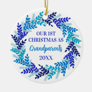 Onze eerste kerst als grootouders Blue Wreate Keramisch Ornament