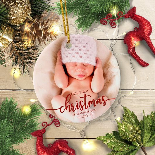 Onze eerste kerst als grootouders Elegant Foto Keramisch Ornament